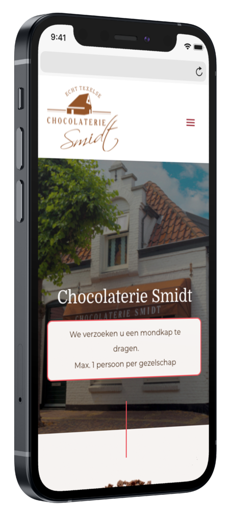 Chocolaterie smidt texel mobiele website op iphone
